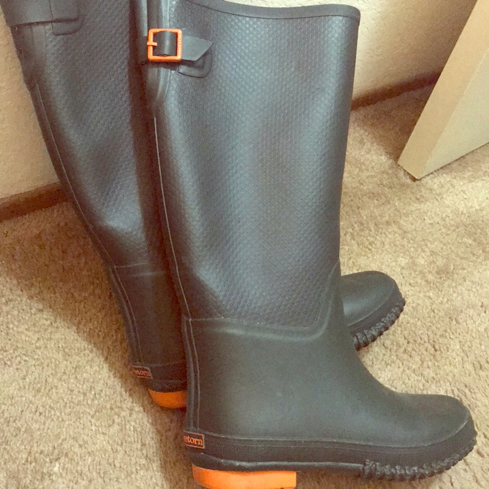 Green rain boots